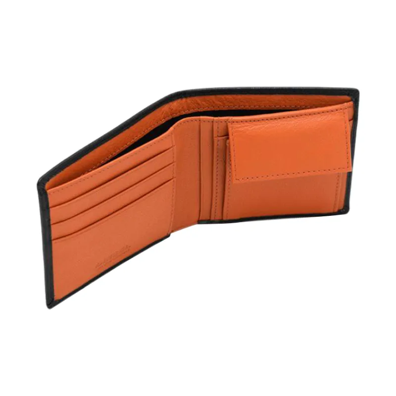 DIESEL Goatskin Wallet Regular Men's Black/Orange-3