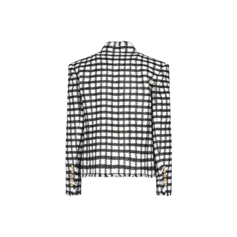 BALMAIN Button embellished Checked Jacket-1