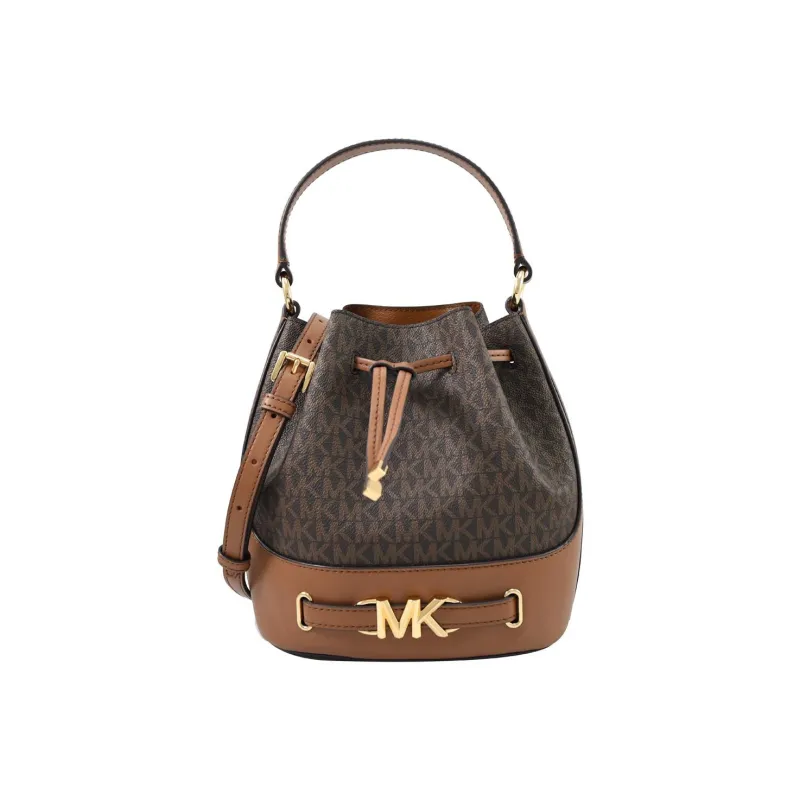 MICHAEL KORS Coated Canvas Bucket Bag, Shoulder Bag, Crossbody Bag Trumpets Women's Brown & Black-1