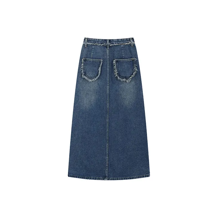 Garbege Denim Long Skirts Women's Blue-1