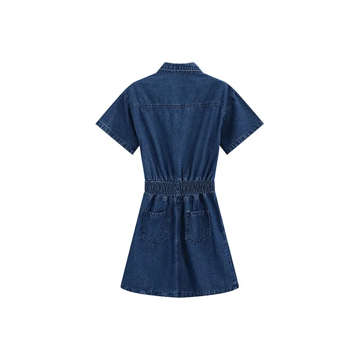 Garbege Short Sleeved Dresses Women's Dark Blue-1