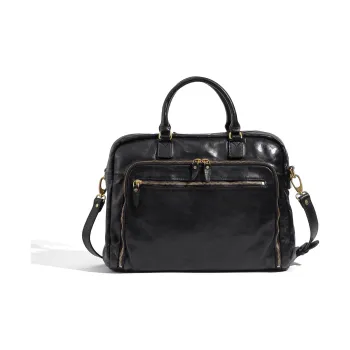 Ace Paul Vegetable Tanned Cow Leather Briefcases Handbags Unisex Multicolor