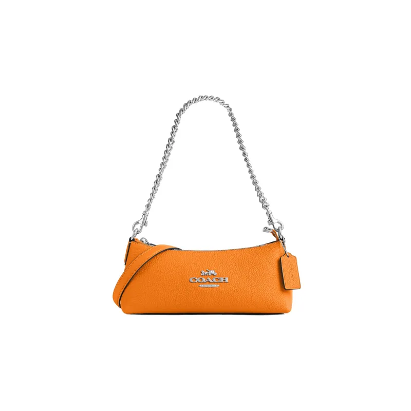 COACH Pebbled Leather Shoulder Bag, Handbag, Shoulder Bag Women's Orange-0