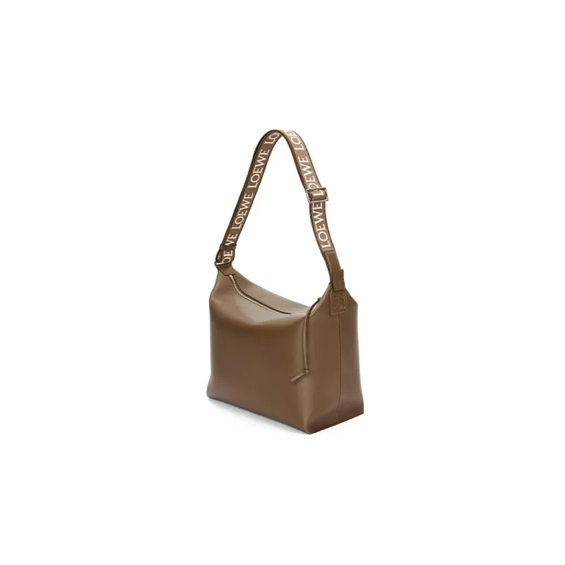LOEWE Soft Smooth Cow Leather With Jacquard Fabric Handbag Shoulder Bag Crossbody Bag Medium Size Men's Winter Brown-1