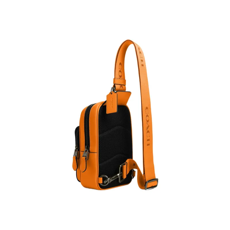 COACH Track Calfskin Fanny Pack Shoulder Bag Sling Bag Mini Unisex Orange-1