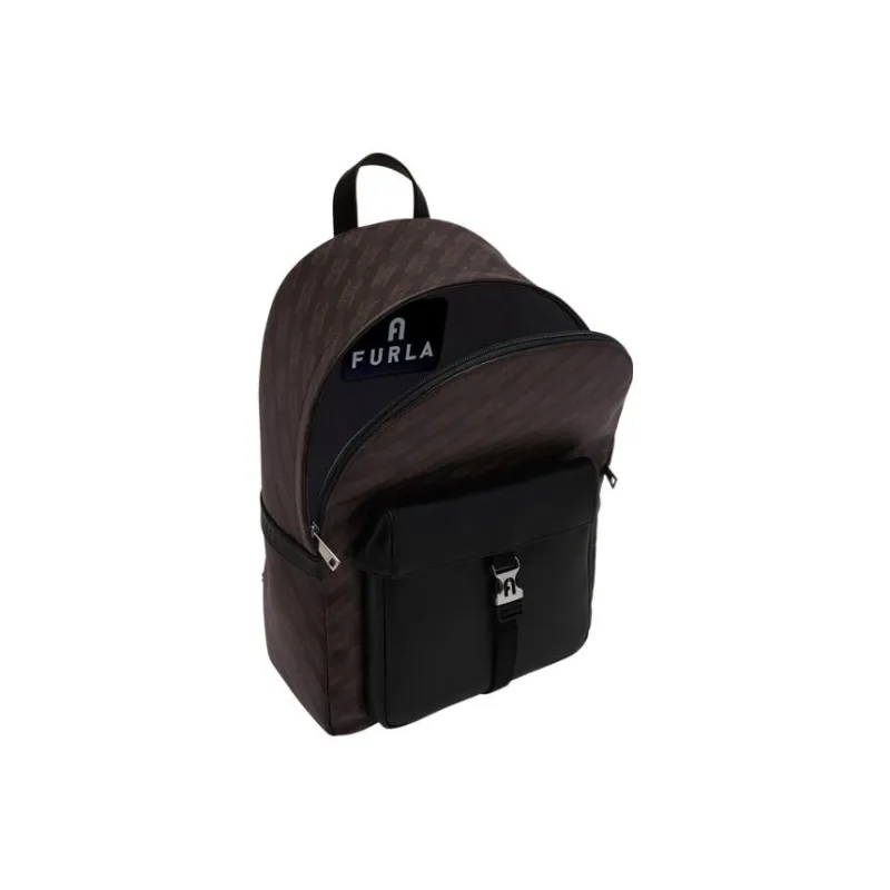Furla Leather Backpack Men's Coffee-3