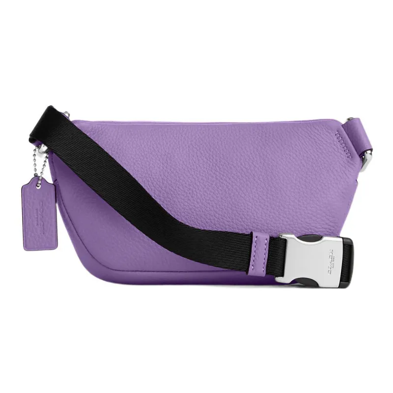 COACH Pebbled Leather Sling Bag, One Shoulder, Crossbody, Fanny Pack Mini Women's Purple-1