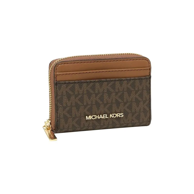 MICHAEL KORS Jet Set Coated Canvas Card Holder Wallet Regular Women's Brown-1