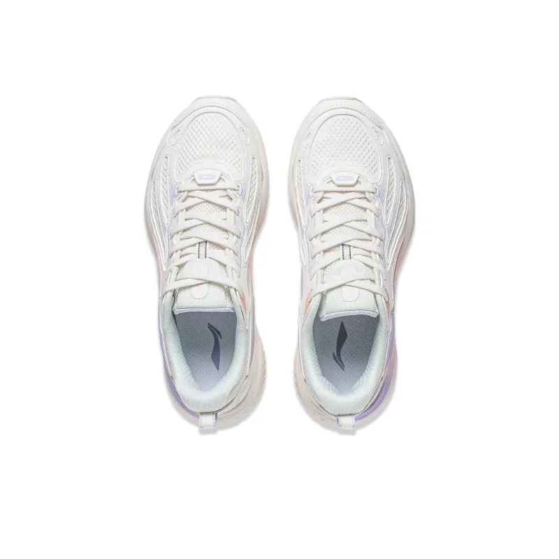 LiNing Feather V2 Cushioning Anti Slip And Wear Resistant Low Top Running Shoes Women's Mist White-3