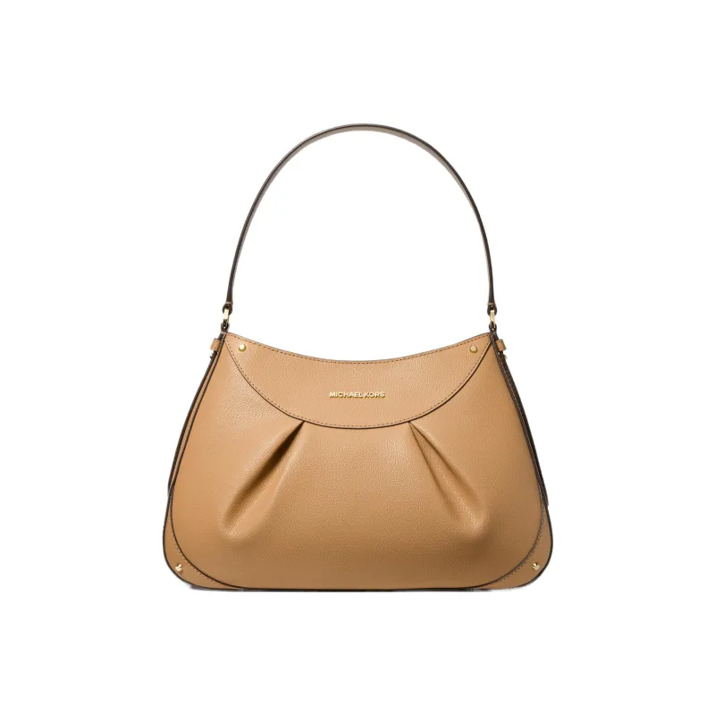 MICHAEL KORS Leather Shoulder Bag Medium Size Women's Black/Jasper/Camel-0