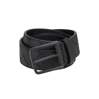 Bottega Veneta Cow Leather Belts Men's Black Width 3.5CM