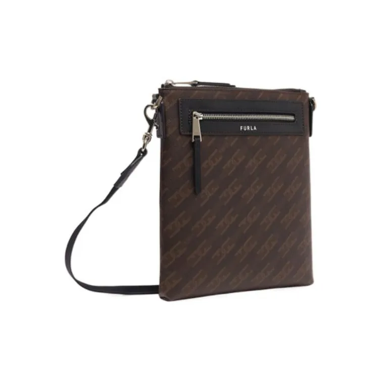 Furla Canvas With Leather Document Bag Messenger Bag Shoulder Bag Crossbody Bag Mini Men's Coffee-1