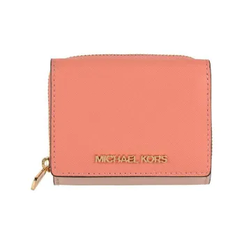 MICHAEL KORS Leather Foldable Wallet Mini Women's Dark Pink