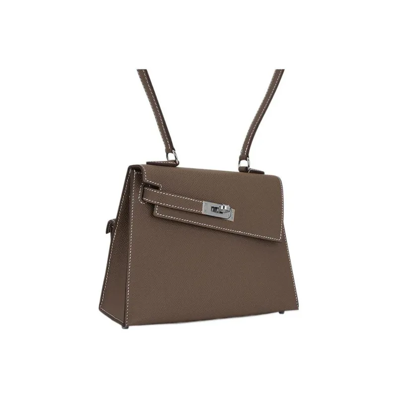 HERMES Kelly Epsom Leather Kelly Bag, Handbag, Shoulder Bag, Crossbody Bag Regular Women's 18 Etoupe Elephant Gray-1
