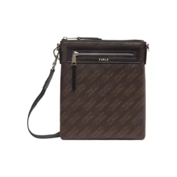 Furla Canvas With Leather Document Bag Messenger Bag Shoulder Bag Crossbody Bag Mini Men's Coffee