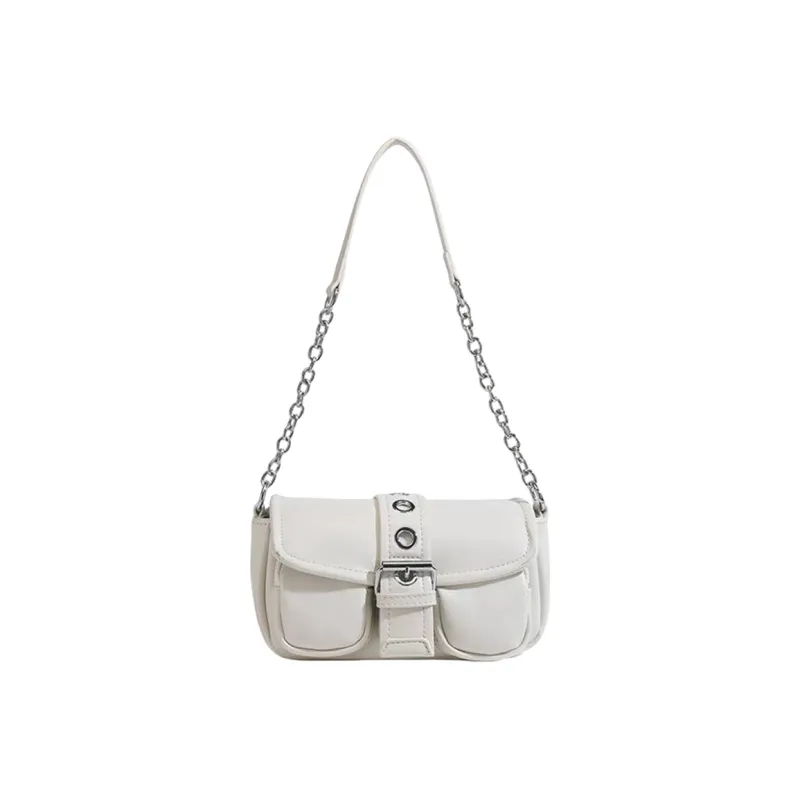 NOMK PU Shoulder Bag, Biker Bag, Messenger Bag, Shoulder Bag, Small Square Bag, Lock Handbag Women's Black/White-12