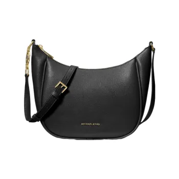 MICHAEL KORS Leather Crescent Moon Crossbody Bag Medium Size Women's Black/Marine Blue/Camel