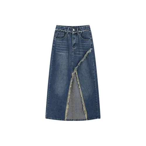 Garbege Denim Long Skirts Women's Blue