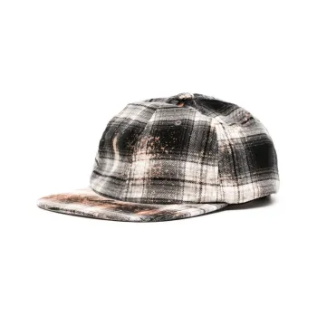WE11DONE Bleach-wash Checkered Cap