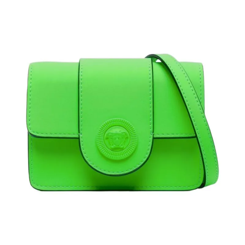VERSACE Leather Shoulder Bag Crossbody Bag Mini Men's Green-3