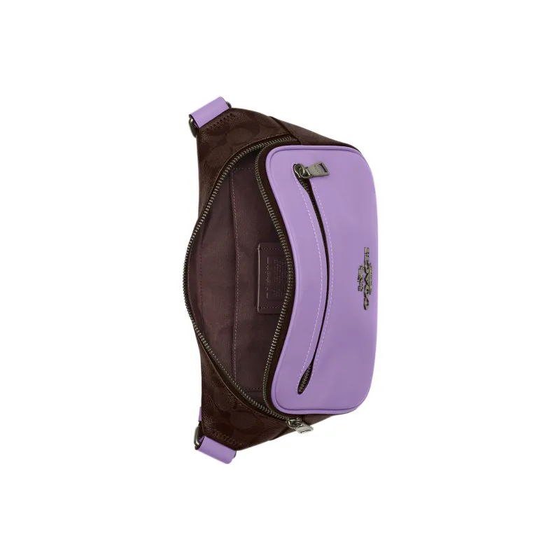 COACH Elias Canvas With Leather Shoulder Bag Crossbody Bag Sling Bag Fanny Pack Men's Purple-2