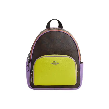 COACH Court Canvas With Pebbled Leather Accents Backpack Mini Women's Multicolor