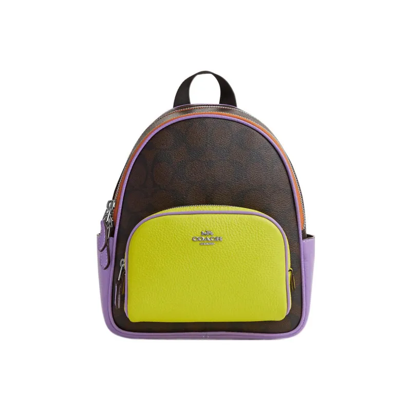 COACH Court Canvas With Pebbled Leather Accents Backpack Mini Women's Multicolor-0
