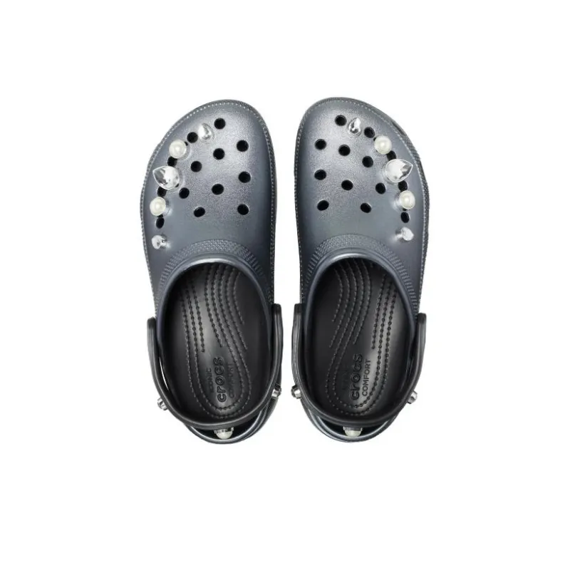 Crocs Classic Cloud Clogs Women's Silver Black-3