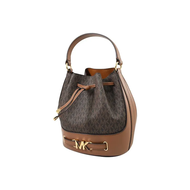 MICHAEL KORS Coated Canvas Bucket Bag, Shoulder Bag, Crossbody Bag Trumpets Women's Brown & Black-2
