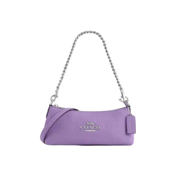 COACH Pebbled Leather Shoulder Bag, Handbag, Shoulder Bag Women's Purple