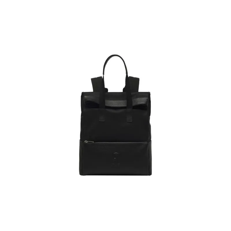 Furla Nylon With Calfskin Backpack Large Size Men's Black-0