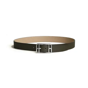 HERMES Cape Cod Double Sided Two Tone, Pin Buckle Calfskin Leather Belts Men's Green Width 3.3cm