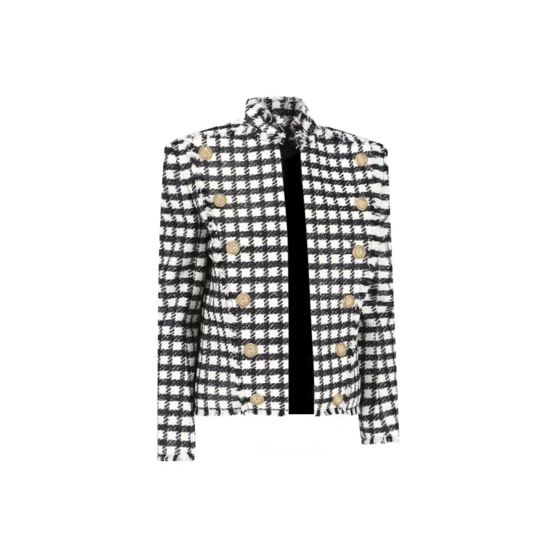 BALMAIN Button embellished Checked Jacket-2