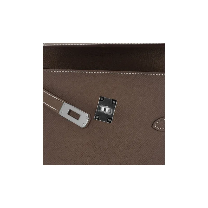 HERMES Kelly Epsom Leather Kelly Bag, Handbag, Shoulder Bag, Crossbody Bag Regular Women's 18 Etoupe Elephant Gray-5