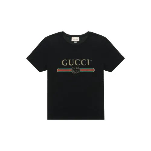 Gucci Men Logo Washed Print T-shirt Black