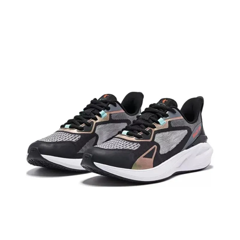 QIAODAN Breathable Low Top Running Shoes Men's Black Blue-2