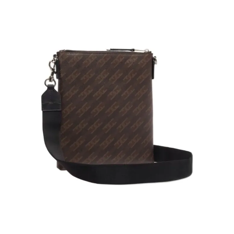 Furla Canvas With Leather Document Bag Messenger Bag Shoulder Bag Crossbody Bag Mini Men's Coffee-2