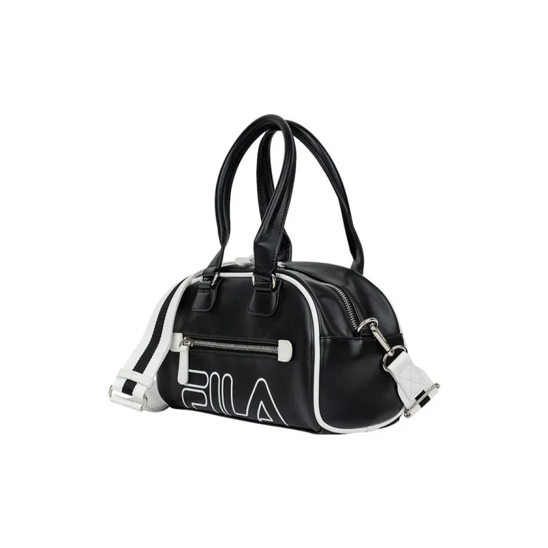 FILA Leather Bowling Bag, Shoulder Bag, Crossbody Bag, Handbag Regular Unisex Black-2