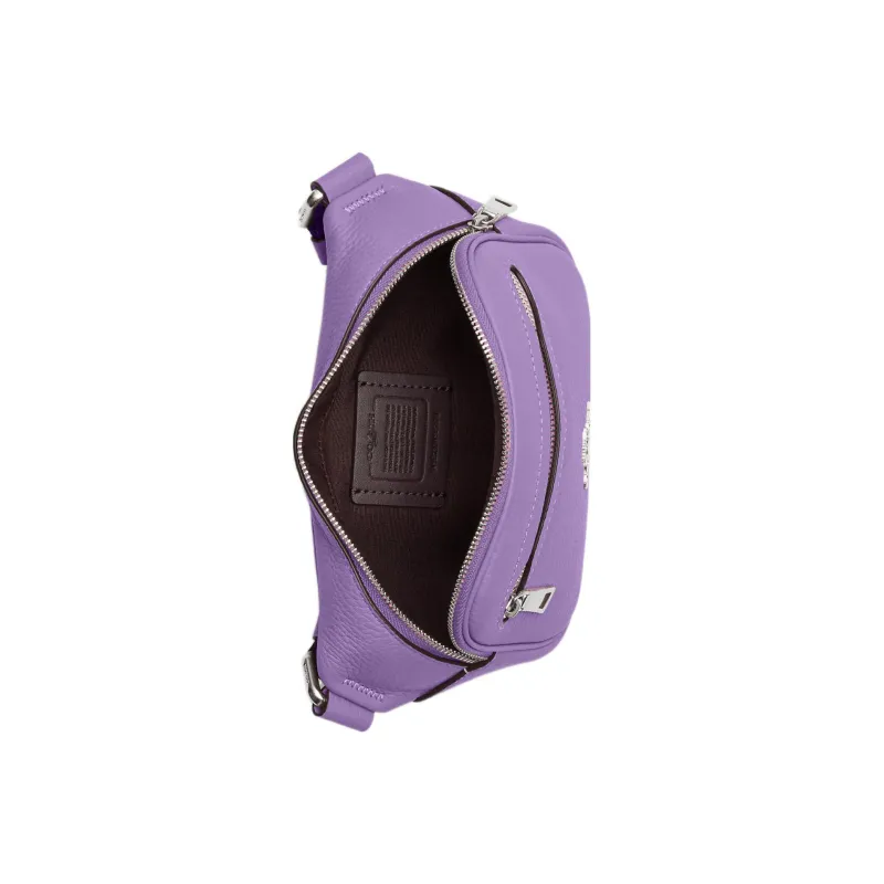 COACH Pebbled Leather Sling Bag, One Shoulder, Crossbody, Fanny Pack Mini Women's Purple-3
