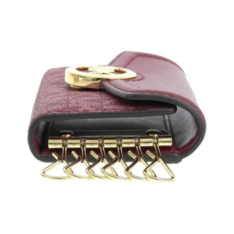 MICHAEL KORS Coated Canvas With Leather Key Pouch Regular Women's Burgundy-3