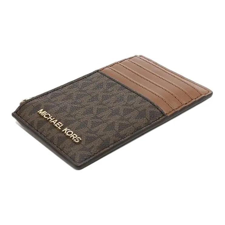 MICHAEL KORS Jet Set Canvas Card Holder Women's Brown-4