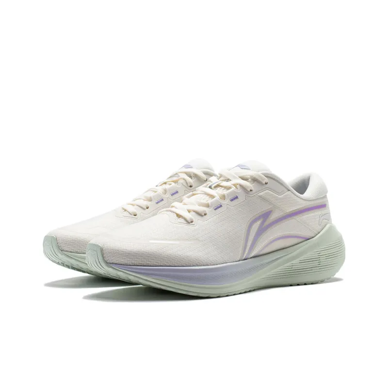 LiNing Wave V2 Cushioning, Slip Resistant, And Abrasion Resistant Low Top Casual Running Shoes Women's Ivory-2