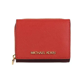 MICHAEL KORS Leather Foldable Wallet Mini Women's Red