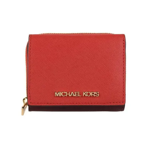 MICHAEL KORS Leather Foldable Wallet Mini Women's Red