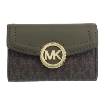 MICHAEL KORS Coated Canvas With Leather Key Pouch Women's Olive Green/Brown