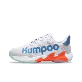 KUMPOO Yufeng Cushioning Slip Resistant Coverage Support Balance Low Top Badminton Shoes Unisex White Gray Blue