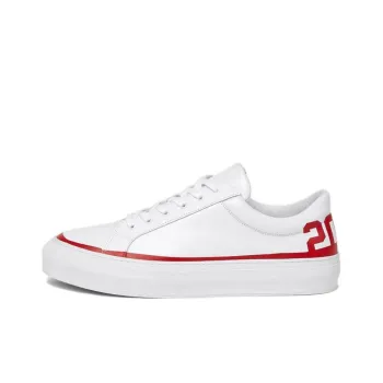 GCDS Slip Resistant Low Top Skateboard Shoes Unisex White Red