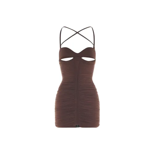 Mugler Slip Dresses Women's Brown