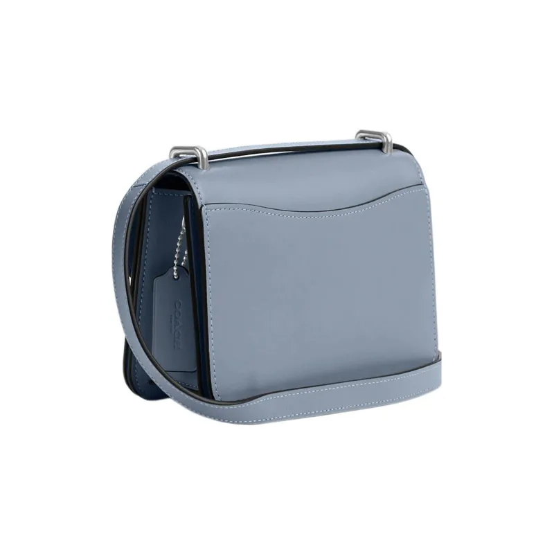 COACH Calfskin Square Bag, Shoulder Bag, Crossbody Bag Trumpets Women's Light Gray Blue-1