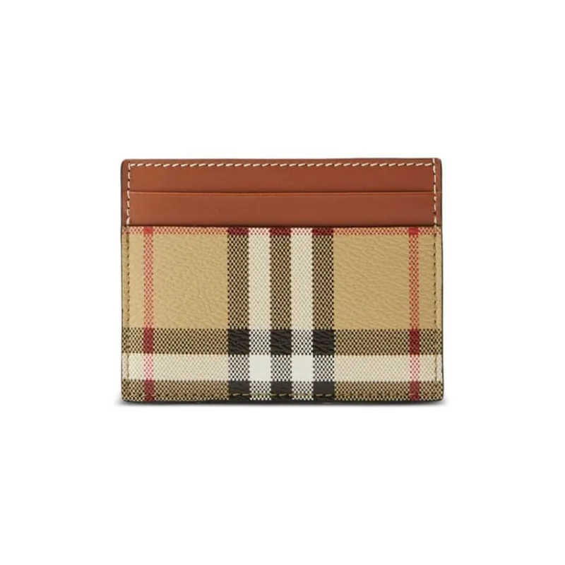Burberry Calfskin Trim Card Holder Women's Archive Beige-0